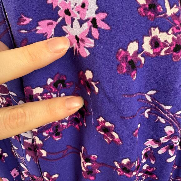 41 Hawthorn Womens Floral Cinched Waist Mini Dress in Purple Sz 1X | Feminine - Picture 7 of 15
